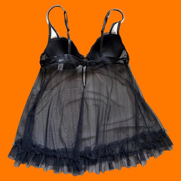 00's vintage mesh lace frilly bustier y2k lingerie baby doll MEDIUM delicates - Picture 7 of 8